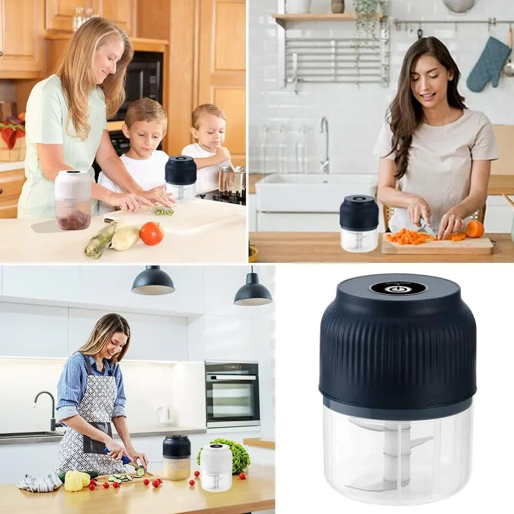 Electric Food Shredder, Mini Meat Grinder, Garlic Puree Maker, USB Charging, Portable Kitchen Gadget for Minced Meat, Vegetable, Onion, Ginger, Chili, Rechargeable Lithium Battery Raccoon Cheese Grater Lychee Peelers