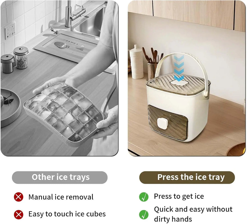 Double-Deck 48-Cube Portable Ice Maker & Ice Cream Maker Machines, Easy-Press Lid, Silicone Trays, Durable Countertop Tool for Cold Summer Drinks, DIY Frozen Food, Icecream Maker Machines
