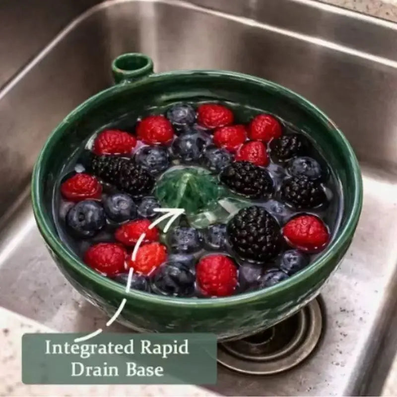 Automatic Rotating Berry Bowl, Ceramic Fruit and Vegetable Washer with Draining Function, Efficient Cleaning Tool for Kitchen Use, Spinner Bowl