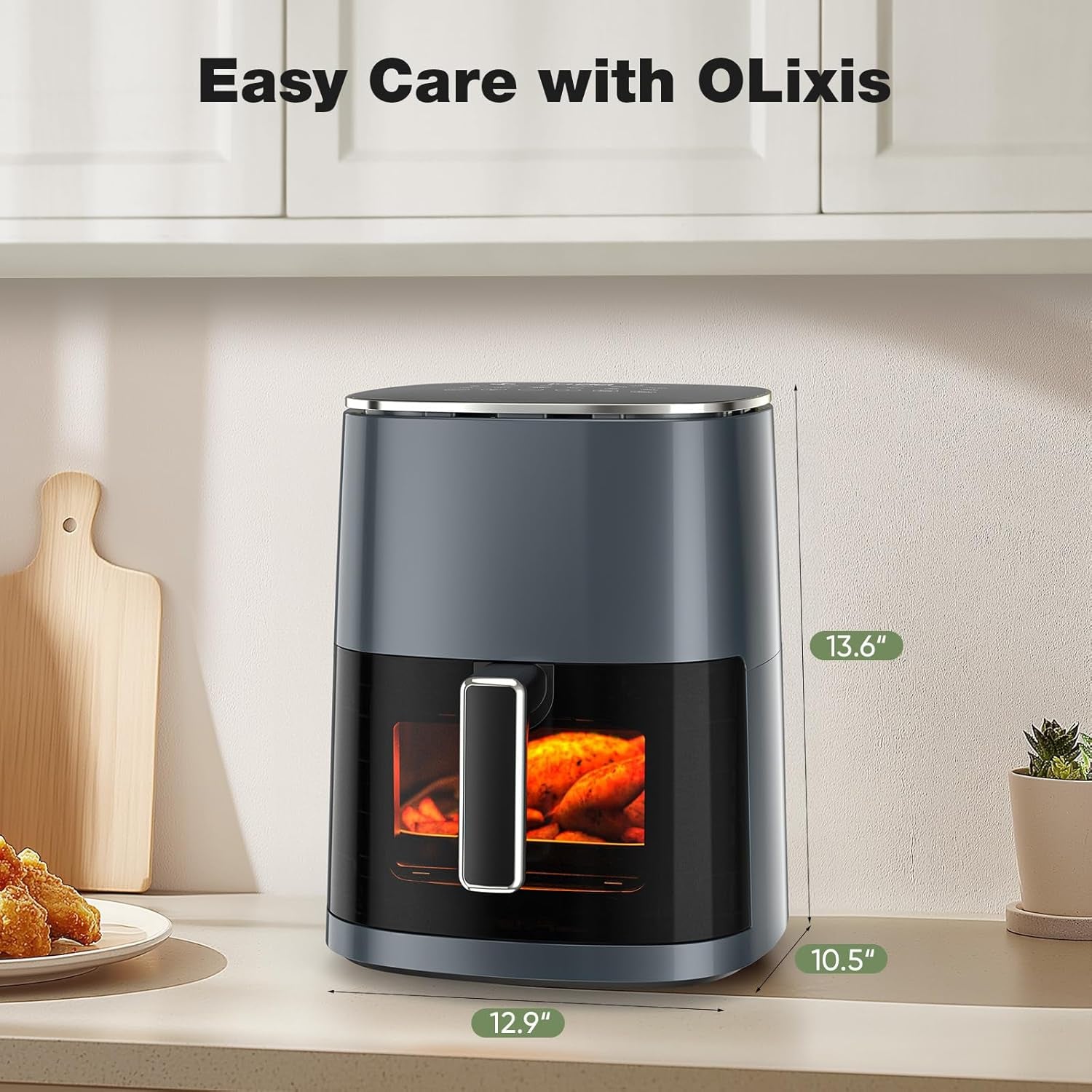 Air Fryer 6 Quart with Window Square Air Fryer 12-In-1 Air Fry, Roast, Reheat, Dehydrate, Bake, Steam, Fries, Custard, Chicken, Wings, Sea Food, Vegetabels,400F