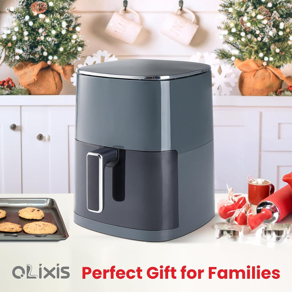 Air Fryer 6 Quart with Window Square Air Fryer 12-In-1 Air Fry, Roast, Reheat, Dehydrate, Bake, Steam, Fries, Custard, Chicken, Wings, Sea Food, Vegetabels,400F