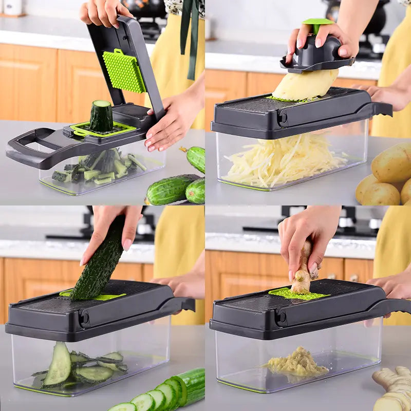Steel 16 in 1 Vegetable Fruit/Vegetable Slicer Professional Multifunctional Kitchen Slicer Stainless Vegetable Chopper Boujee Kitchen Gadgets Food Prep Tool