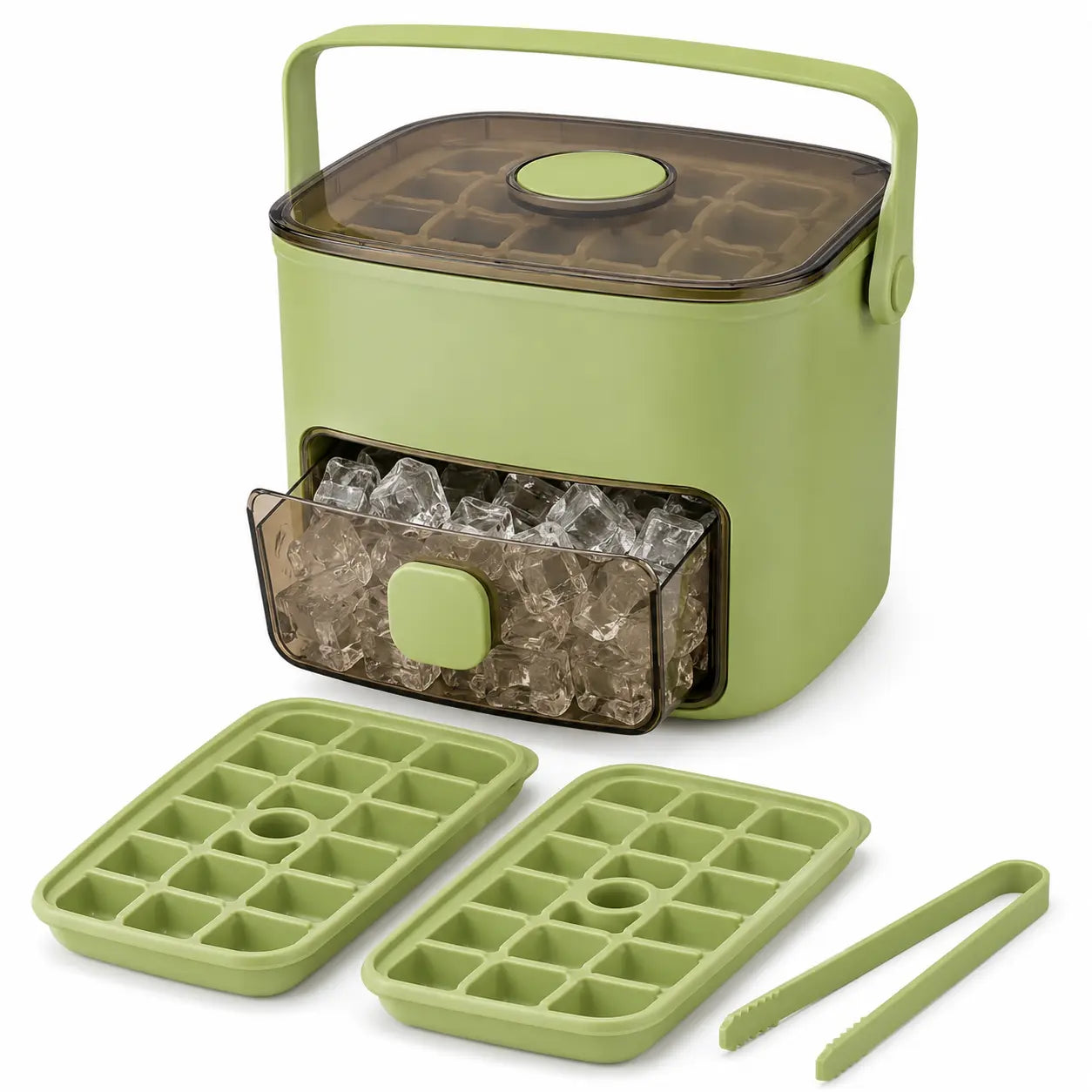 Double-Deck 48-Cube Portable Ice Maker & Ice Cream Maker Machines, Easy-Press Lid, Silicone Trays, Durable Countertop Tool for Cold Summer Drinks, DIY Frozen Food, Icecream Maker Machines
