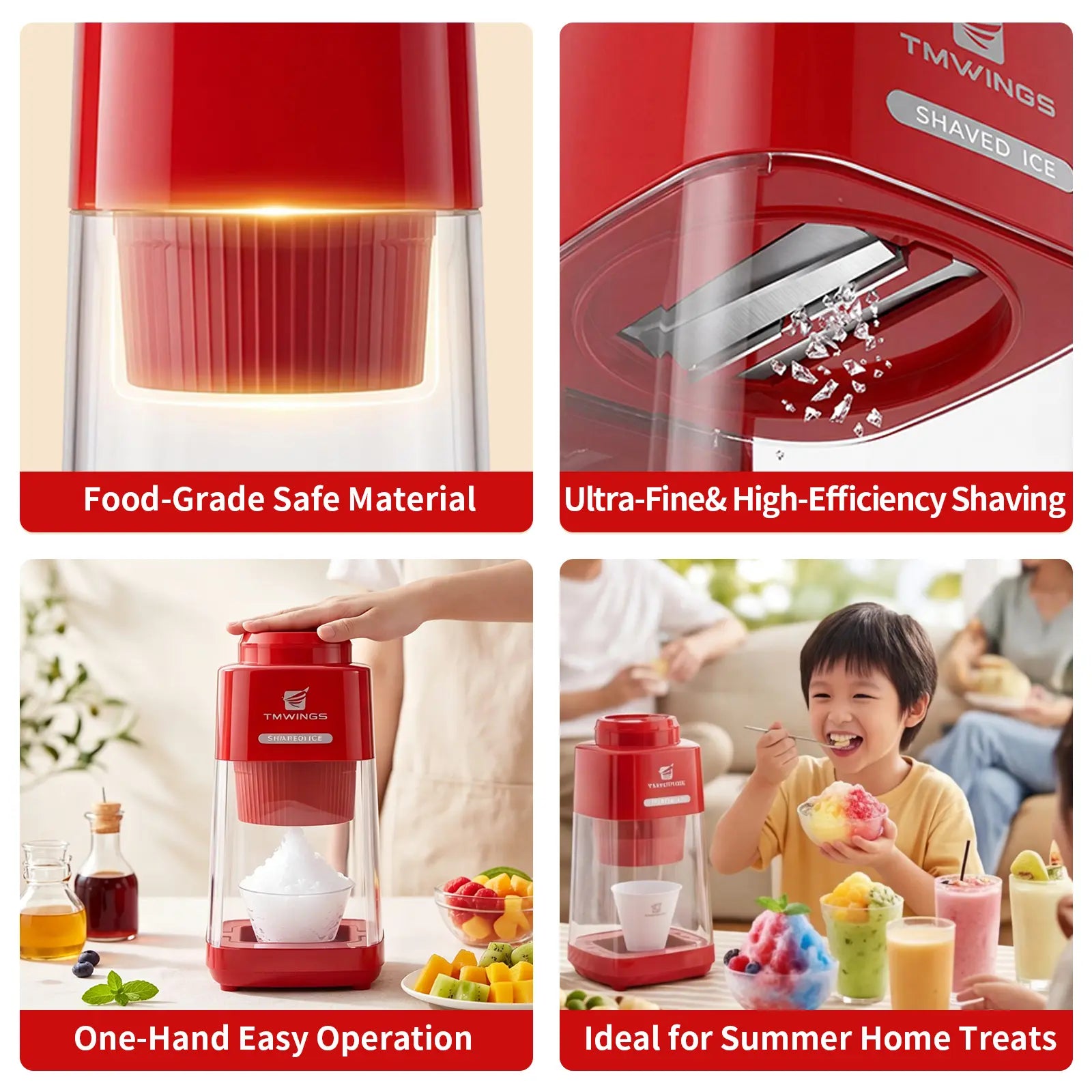 Summervibes [NEW] TMWINGS Electric Ice Shaver and Crusher – Portable Snow Cone & Slushy Maker with Stainless Steel Blades, One-Touch Operation, Easy to Clean – for Summer Drinks, Cocktails, Kitchen, Parties