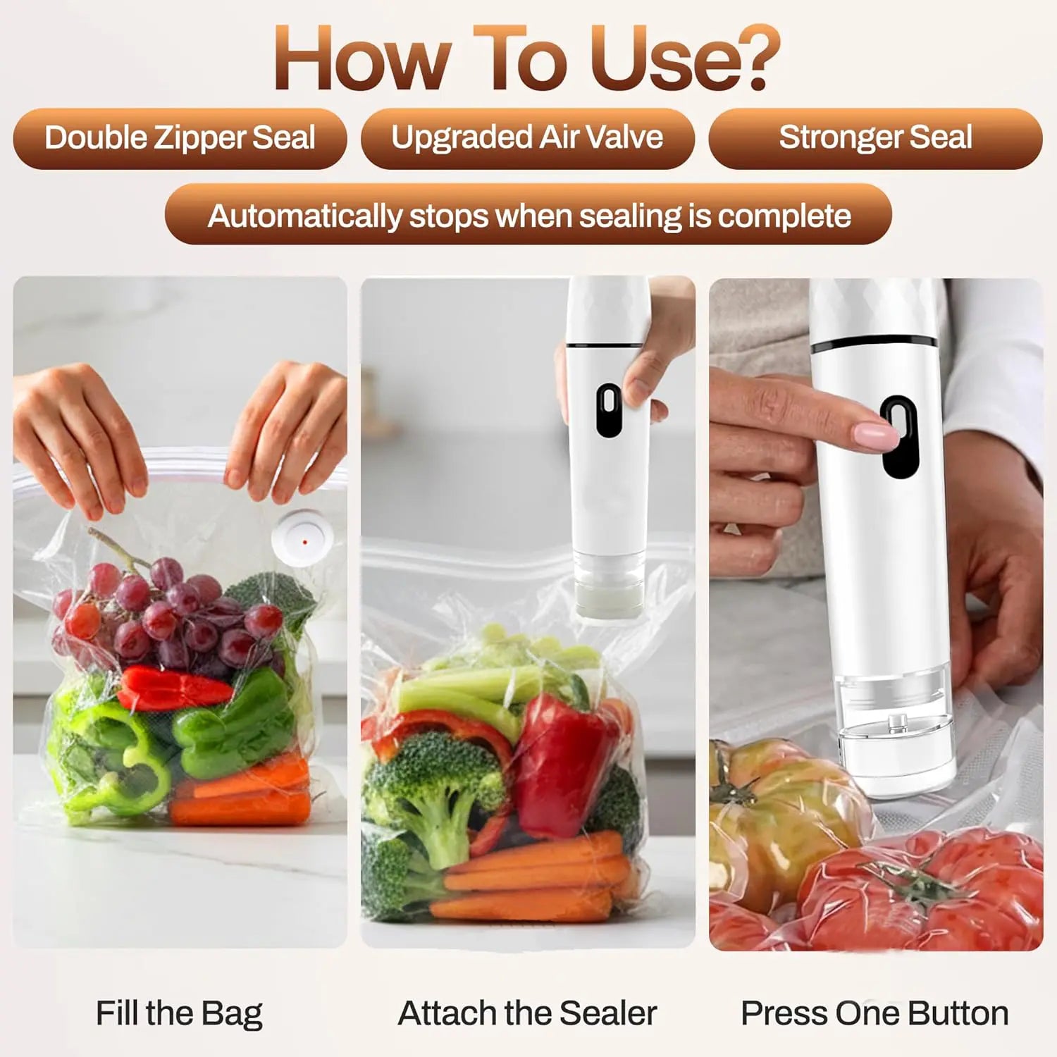 Compact Vacuum Sealer for Food ,Powerful Handheld Vacuum Sealer Machine, Seal Meal Saver, Portable Food Sealer