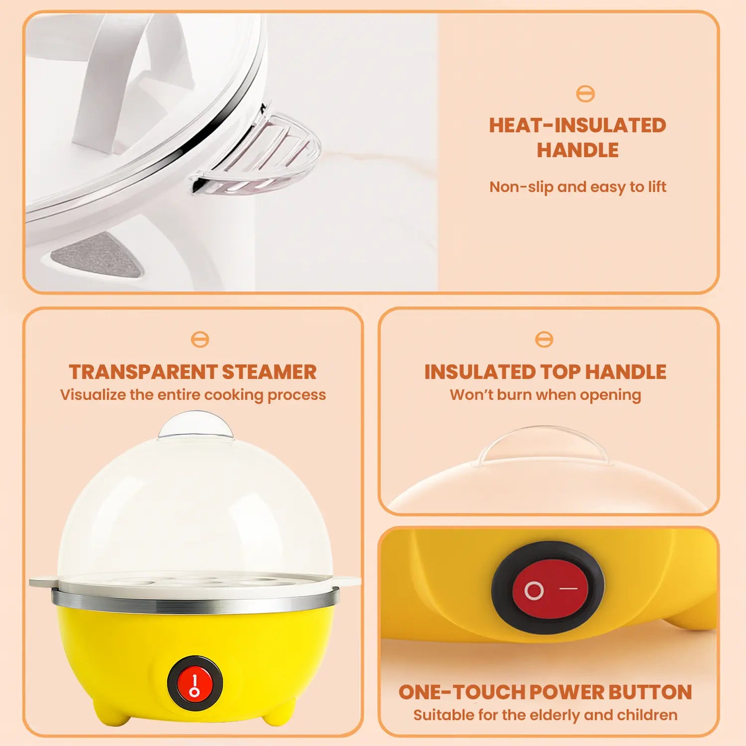 Rapid Egg Cooker,350W Rapid Electric Egg Maker, Egg Steamer,Egg Boiler,Cookers with Automatic Shut Off,7 Eggs Capacity Lazy Egg Boiler,Multifunction Heated Milk,Heated Food