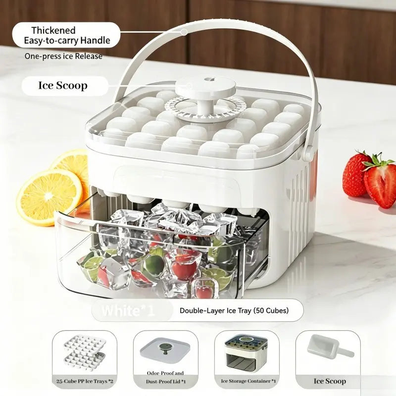 50-Cube Extra-Large Push-Button Ice Maker with Ice Scoop and Ice Storage Bin—Features Easy-To-Remove Quick-Release Ice Trays for Convenient Ice Retrieval, a Must-Have for Any Kitchen, Ice Cubes Maker