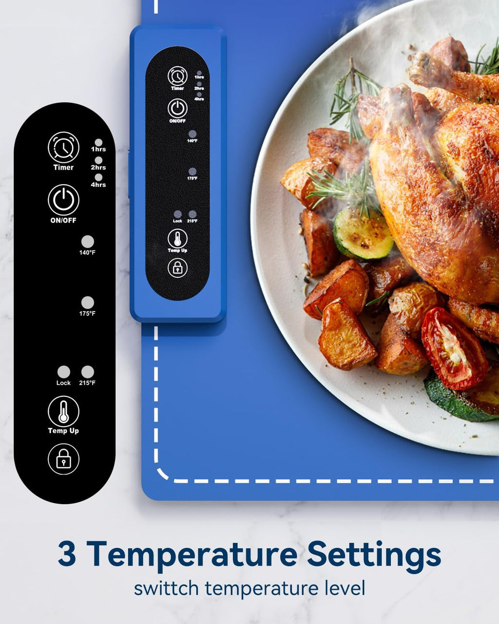 Electric Warming Tray, Negative Ion Food Warming Mat, Full Surface Heating Rollable & Portable, Premium Silicone Nano-Material, 3 Modes- Versatile Food Warmer for Gatherings, Parties, Christmas