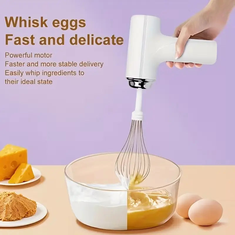 1Pc Handheld Electric Mixer, USB Rechargeable, Cordless, Egg Beater, Suitable for Baking and Cooking, Portable for Cream, Pastry, and Yolk Mixing, Baking Cakes, , Muffins, Ergonomic Handle, Durable Design, Ideal for Home Bakers & Professionals