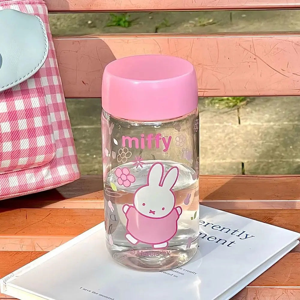 Kawaii Miffy Cute Summer Water Cup Cartoon Rabbit Printing Simple Style Transparent Plastic Portable Coffee Cup Girl Gift