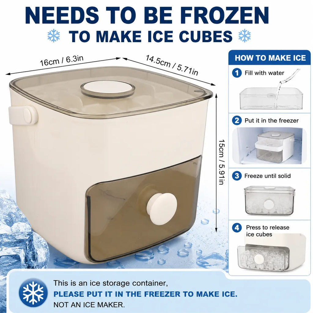 Double-Deck 48-Cube Portable Ice Maker & Ice Cream Maker Machines, Easy-Press Lid, Silicone Trays, Durable Countertop Tool for Cold Summer Drinks, DIY Frozen Food, Icecream Maker Machines